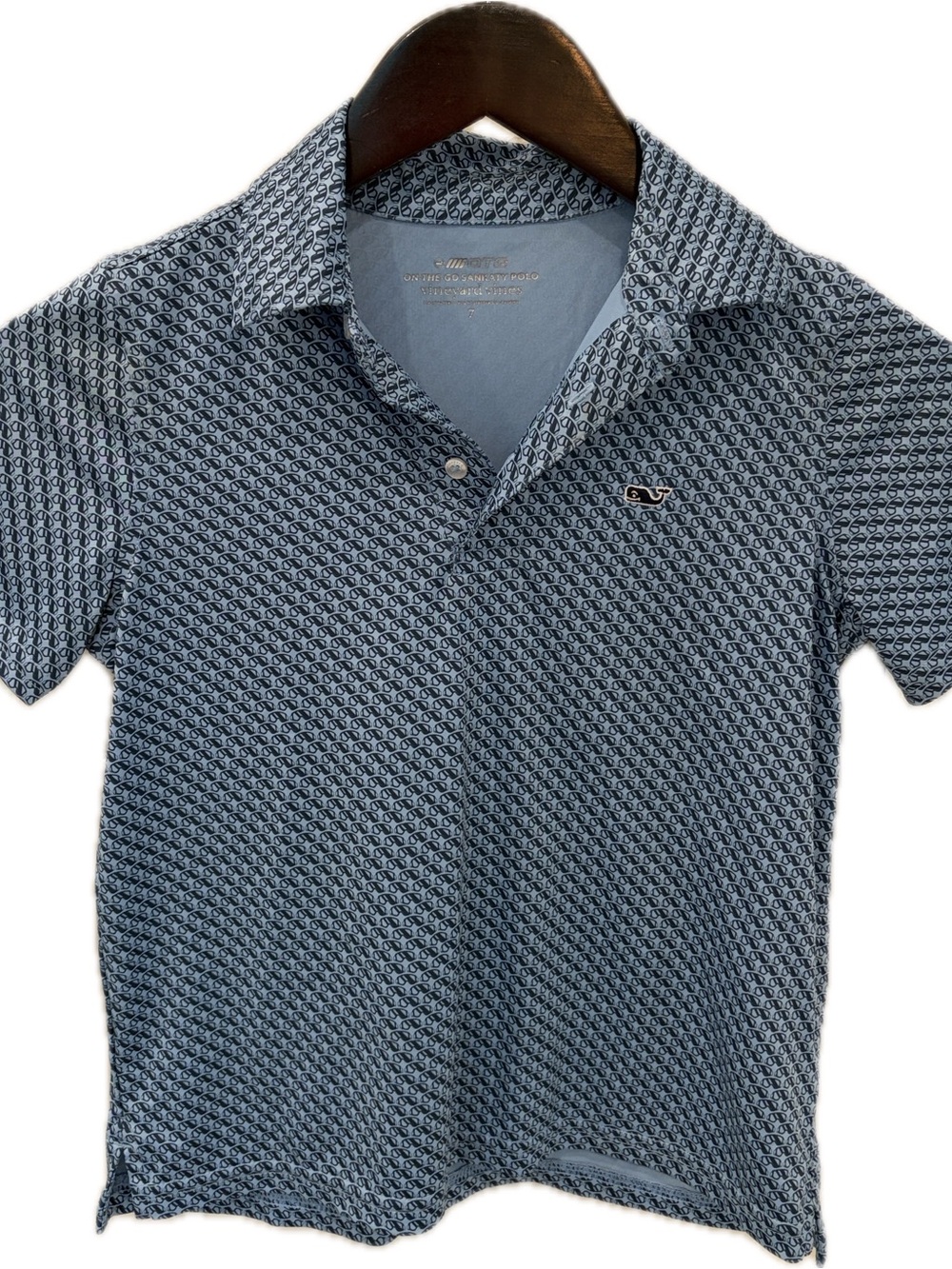 Vineyard Vines Blue Geometric Print Kids Polo